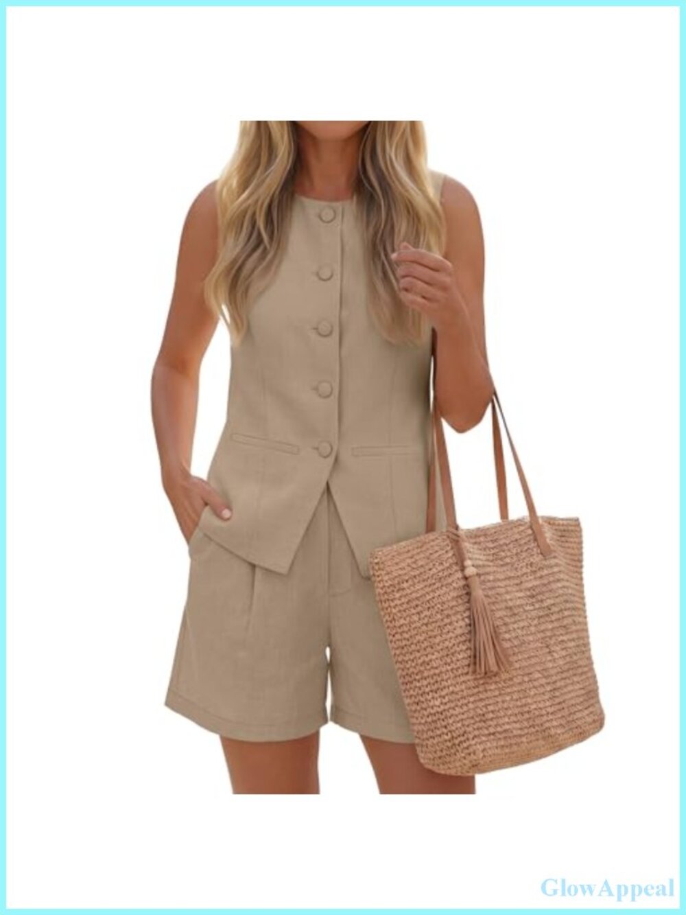 Womens 2 Piece Blazer Set Sleeveless Vest Button High Waist Shorts Suit